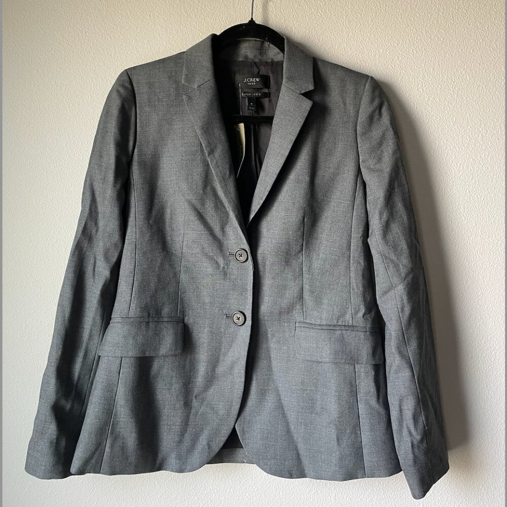 NWT J.Crew Super 120's Gray Blazer - Size 4